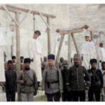 Armenian men being hanged during the Armenian Genocide in 1915.