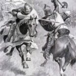 King Robert the Bruce defeats English knight Henry De Bohun in single combat at the beginning of the battle of Bannockburn